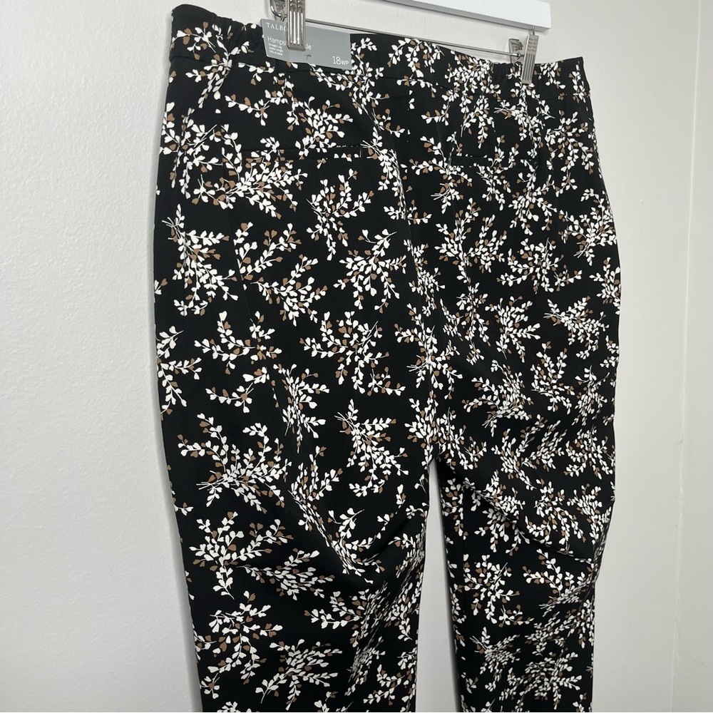 NWT Talbots Women’s Hampshire Ankle Pants Petal Print Black White Brown 18WP - Picture 5 of 9